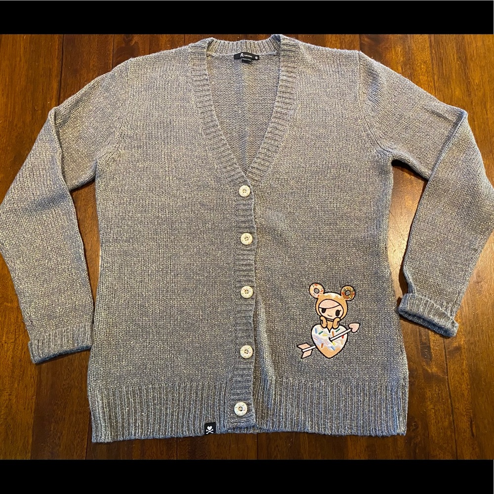 tokidoki donutella cardigan sweater sparkly holiday donuts